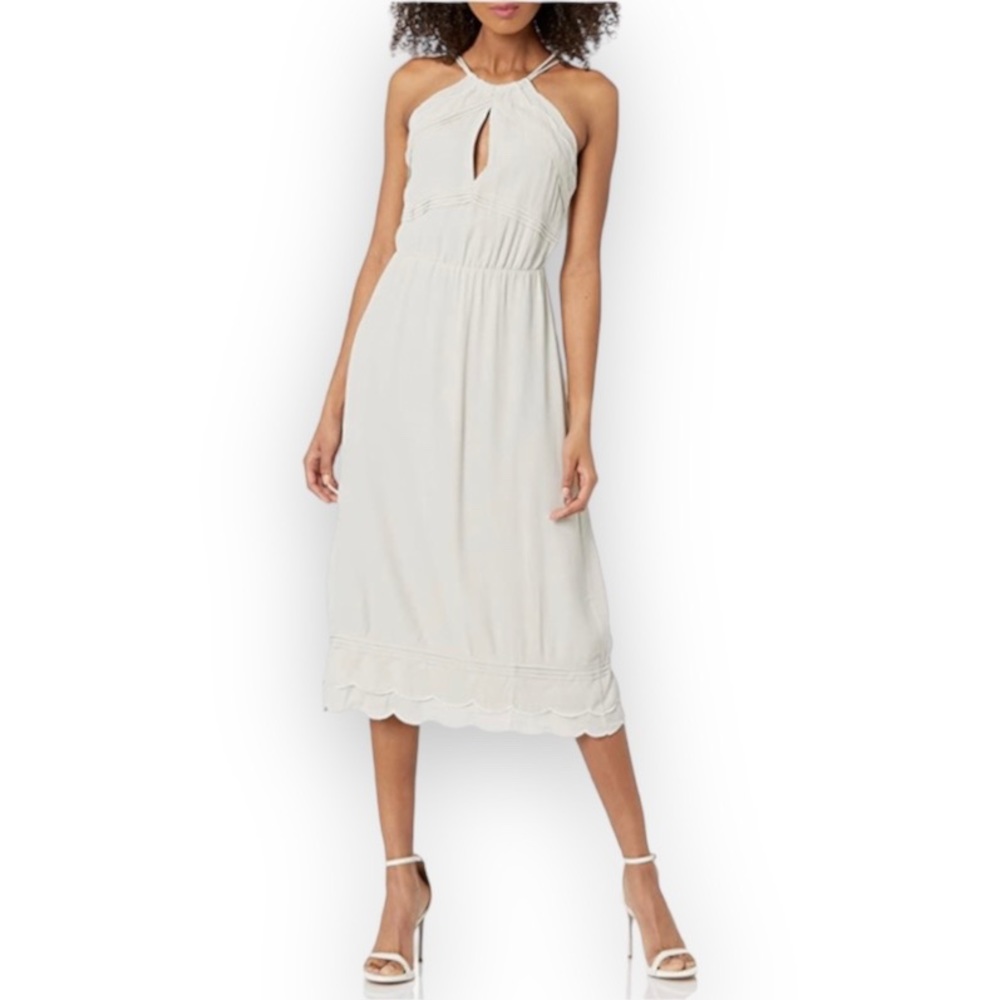 Elliatt Taupe Elation Ruffle Midi Dress